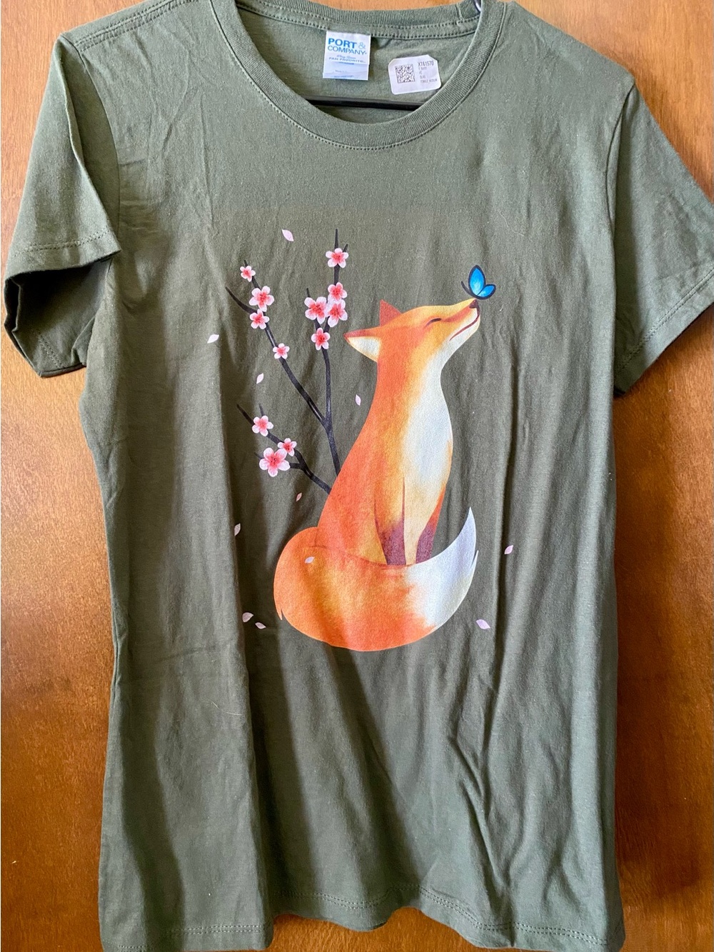 *NEW* Olive Green Fox & Butterfly Graphic Tee